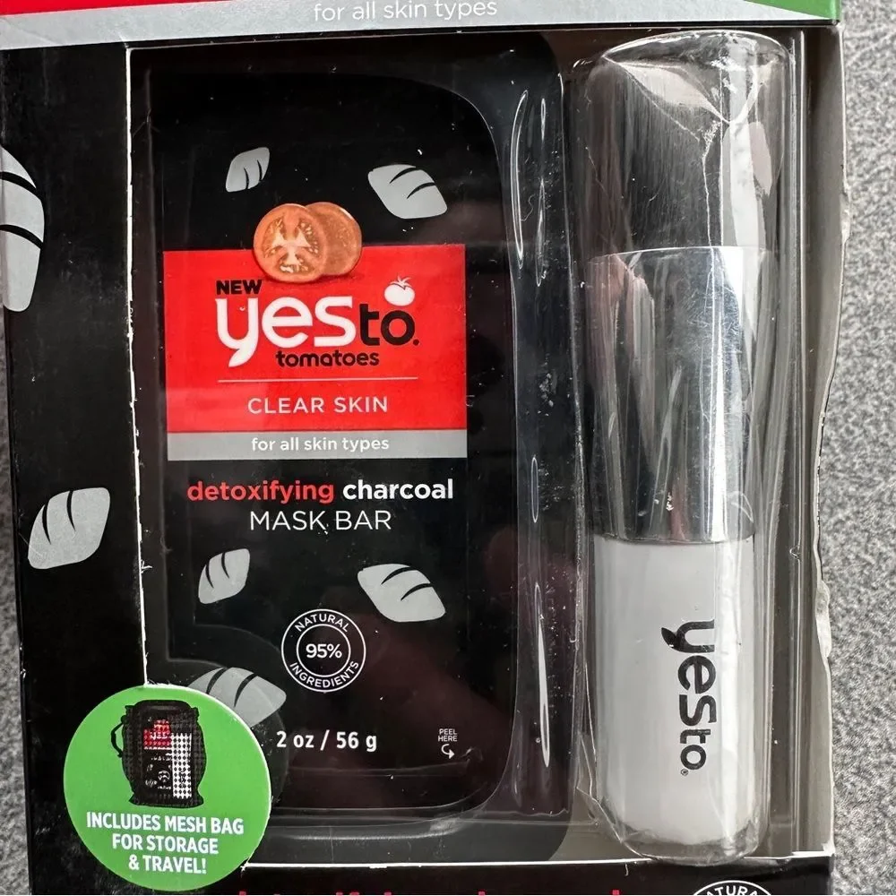 NEW Detoxifying Charcoal Mask (2-oz Bar) & Charcoal Brush by Yes to Tomatoes